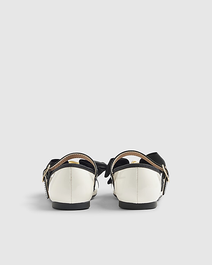 Mini Girls Cream Rose Bow Ballerina Pumps