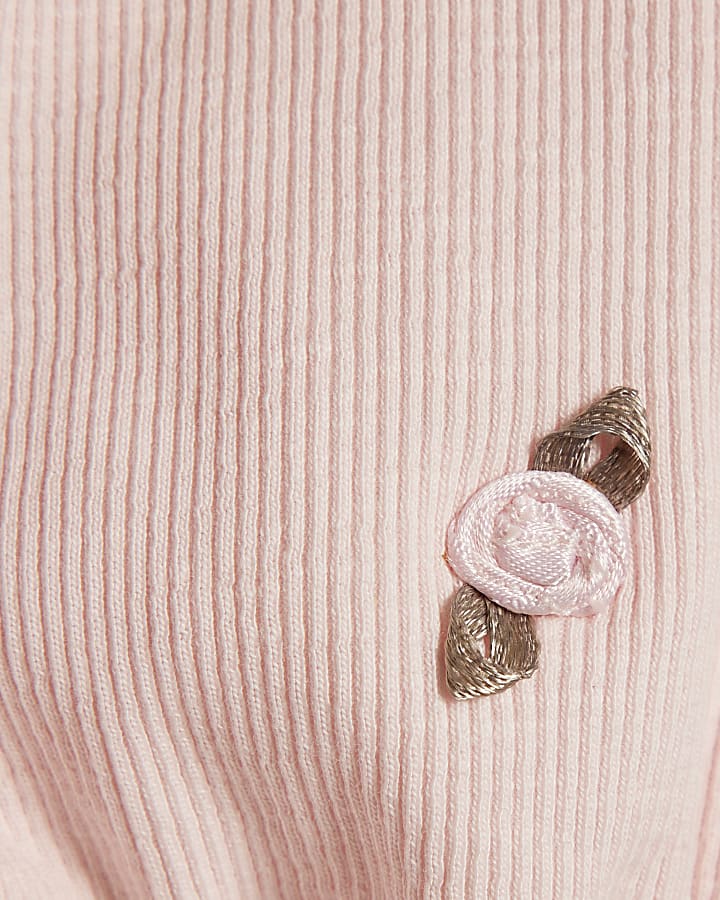 Baby Girls Pink Rose Bodysuit And Socks Set