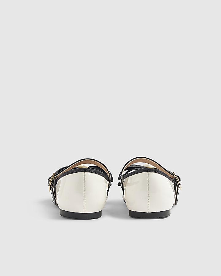 Girls Cream Rose Bow Pumps