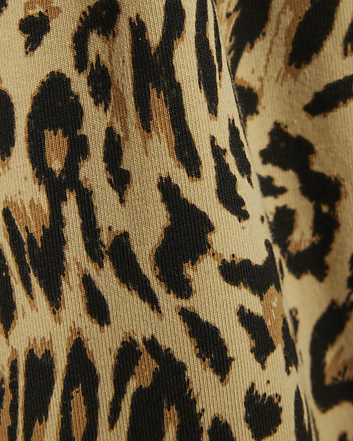 Girls Beige Leopard Flared Leggings