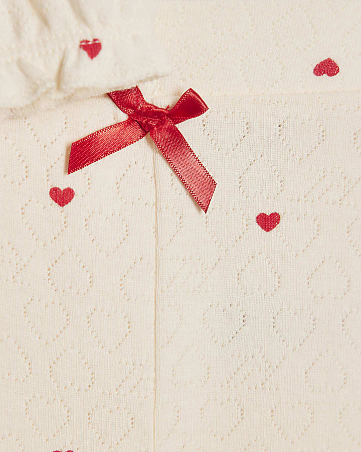Baby Girls Cream Heart Bodysuit Set