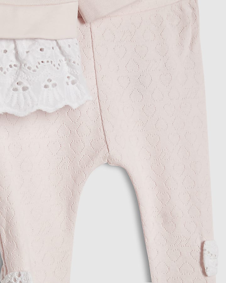 Baby Girls Pink Broderie Sweatshirt  Set