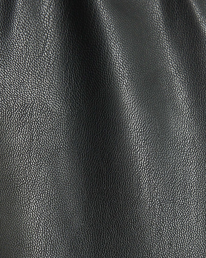 Mini Girls Black Faux Leather Leggings
