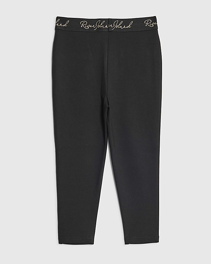 Mini Girls Black Faux Leather Leggings