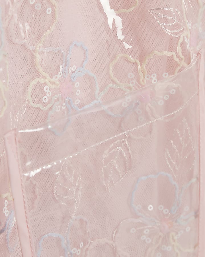 Girls Pink Floral Raincoat