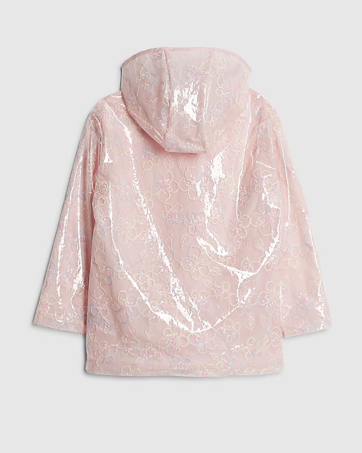 Girls Pink Floral Raincoat