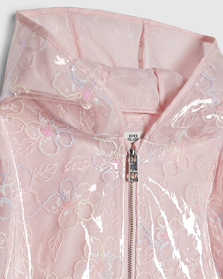 Mini Girls Pink Floral Raincoat