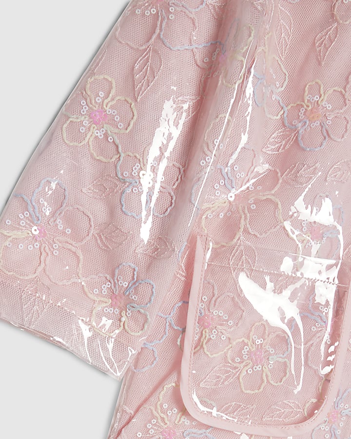Mini Girls Pink Floral Raincoat