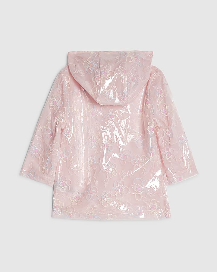 Mini Girls Pink Floral Raincoat