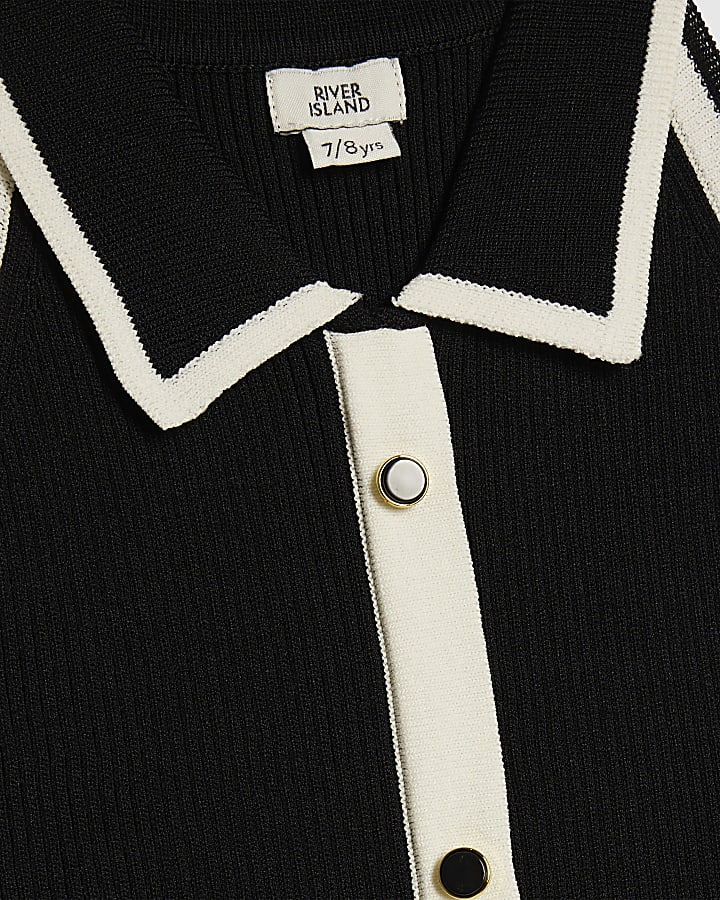 Girls Black Halter Polo Dress