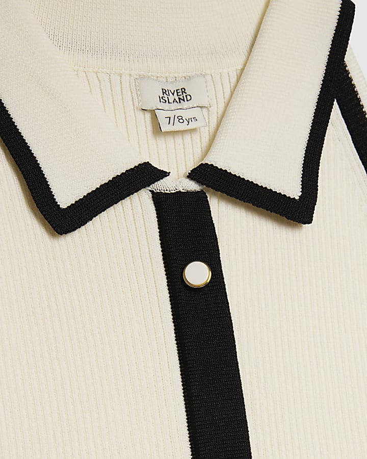 Girls Cream Halter Polo Dress