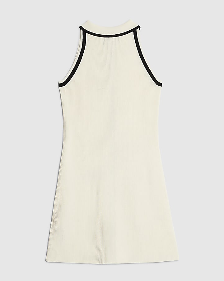 Girls Cream Halter Polo Dress