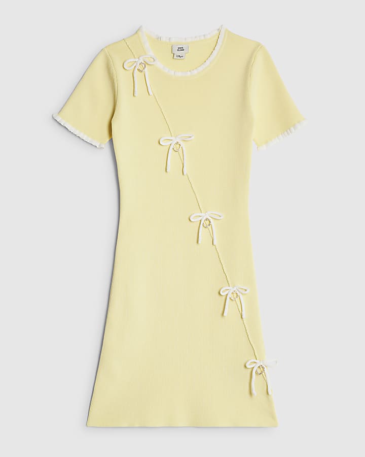 Girls Yellow Heart Charm Bow Dress