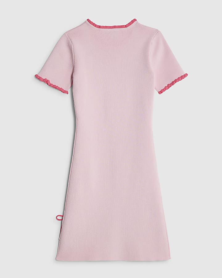 Girls Pink Heart Charm Bow Dress