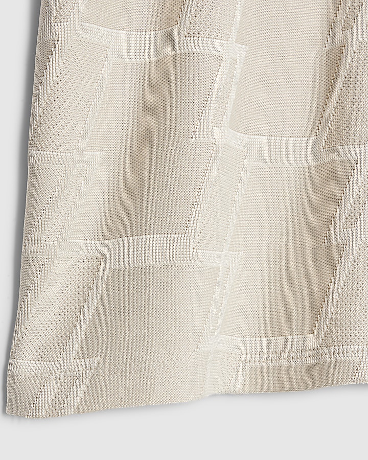 Mini Boys Beige Embroidered MCMXI Polo Shirt