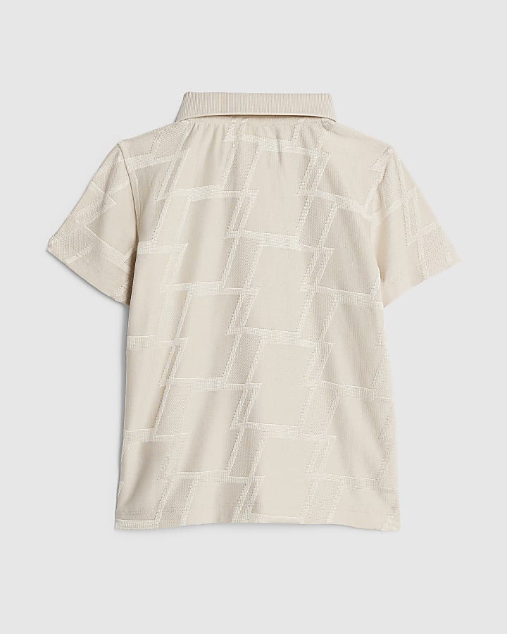 Mini Boys Beige Embroidered MCMXI Polo Shirt