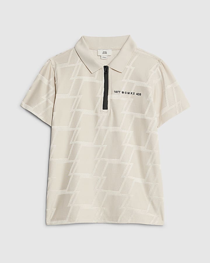 Boys Beige Embroidered MCMXI Polo Shirt