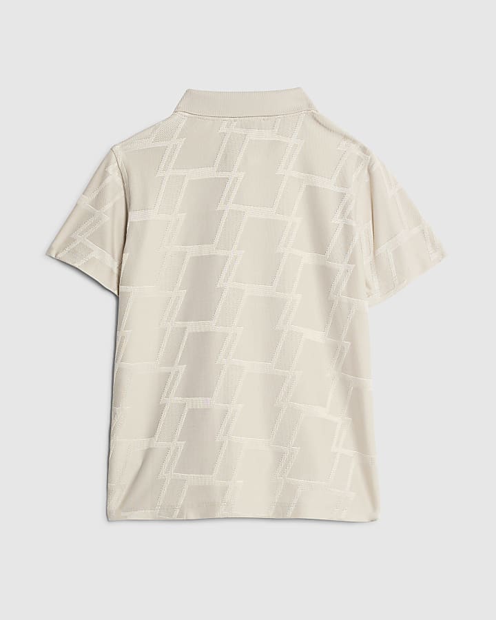 Boys Beige Embroidered MCMXI Polo Shirt