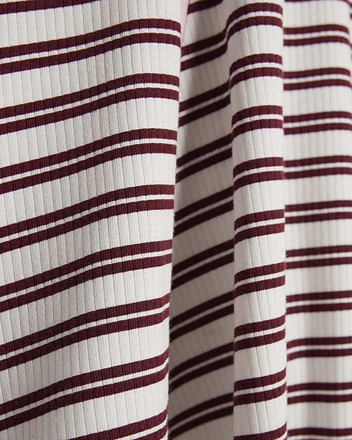 Girls Red Ribbed Stripe Polo Dress