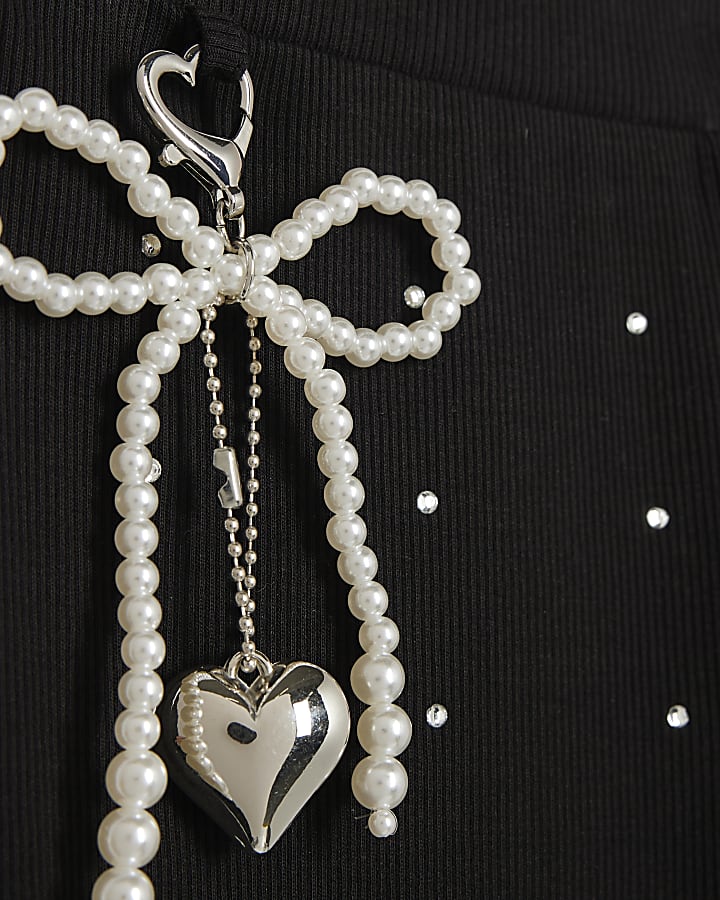 Girls Black Embellished Charm Flared Trousers