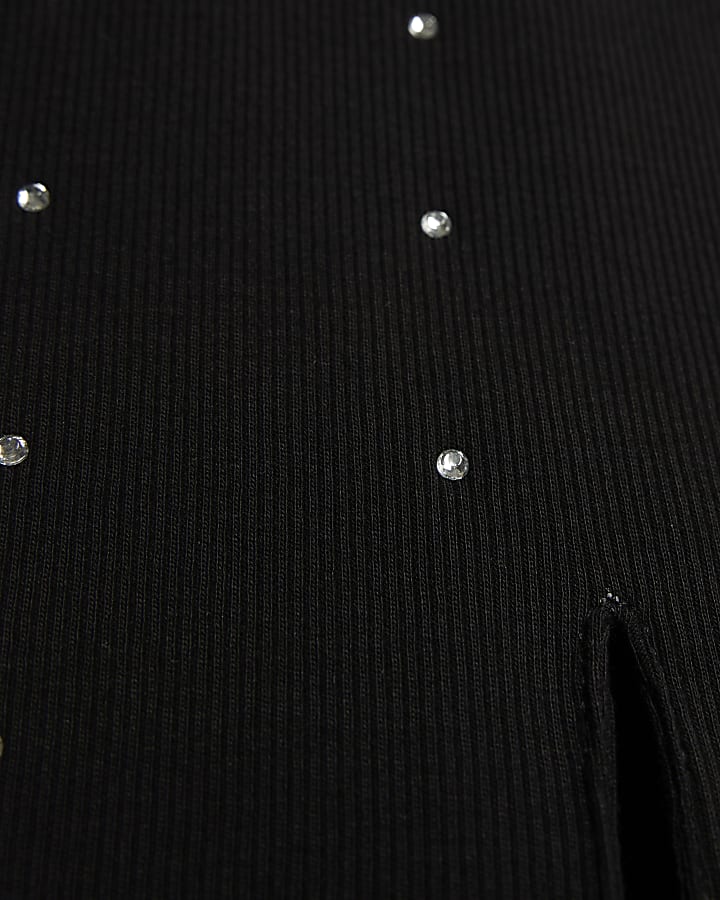 Girls Black Embellished Charm Flared Trousers