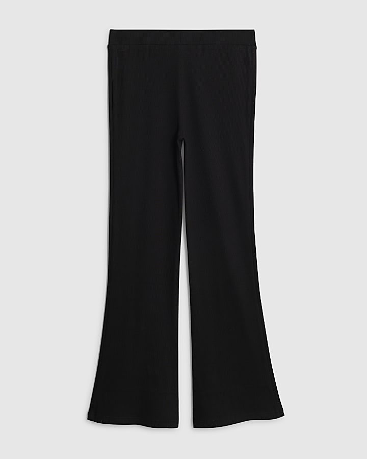 Girls Black Embellished Charm Flared Trousers