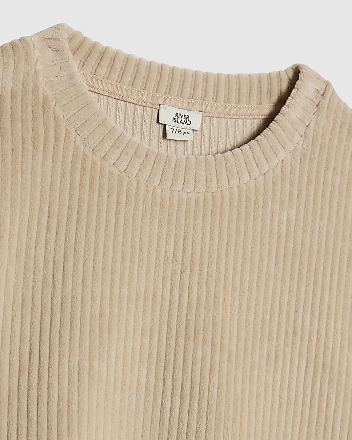 Girls Beige Cosy Corduroy Sweatshirt Set