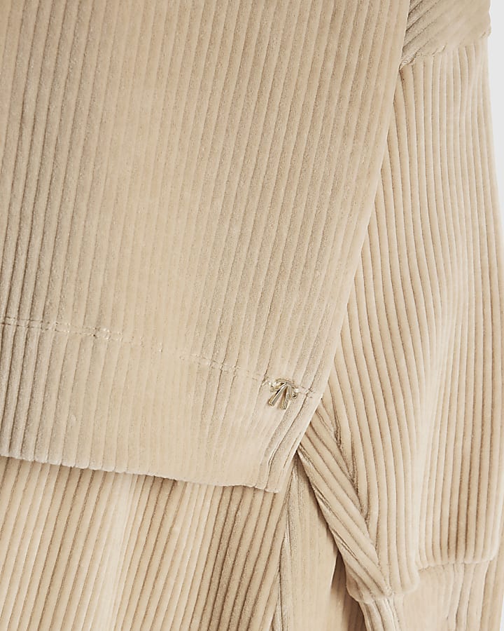 Girls Beige Cosy Corduroy Sweatshirt Set