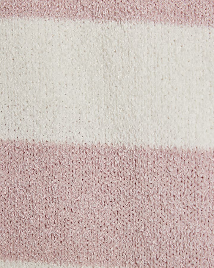 Girls Cream Lace Collar Stripe Jumper