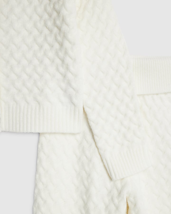 Girls Cream Cable Cardigan Set