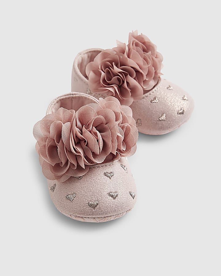 Baby Girls Pink Heart Ballet Pumps