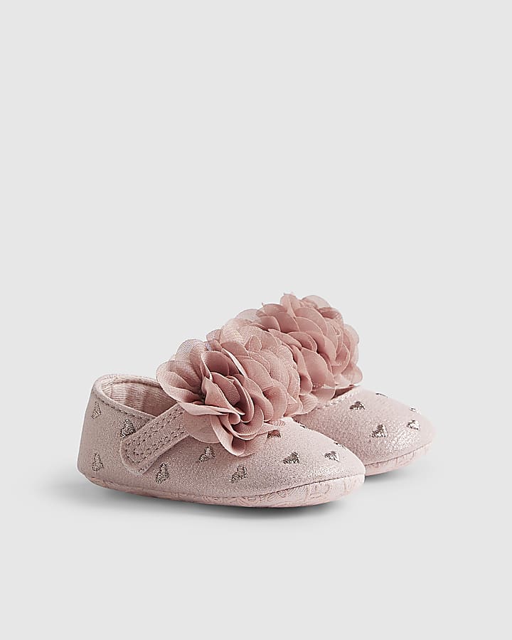 Baby Girls Pink Heart Ballet Pumps