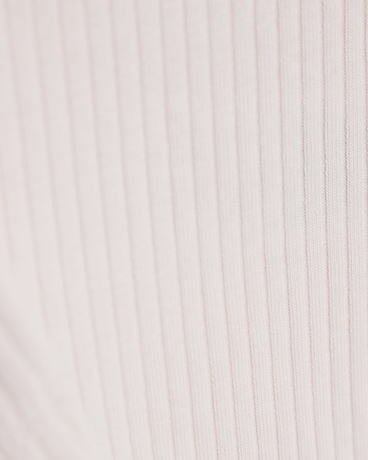 Baby Girls Cream Ribbed Bow Top Set