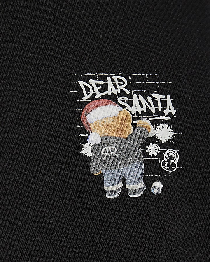 Boys Black Dear Santa Bear Hoodie
