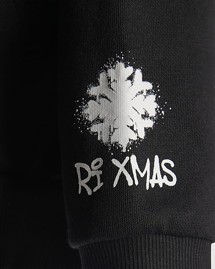 Boys Black Dear Santa Bear Hoodie