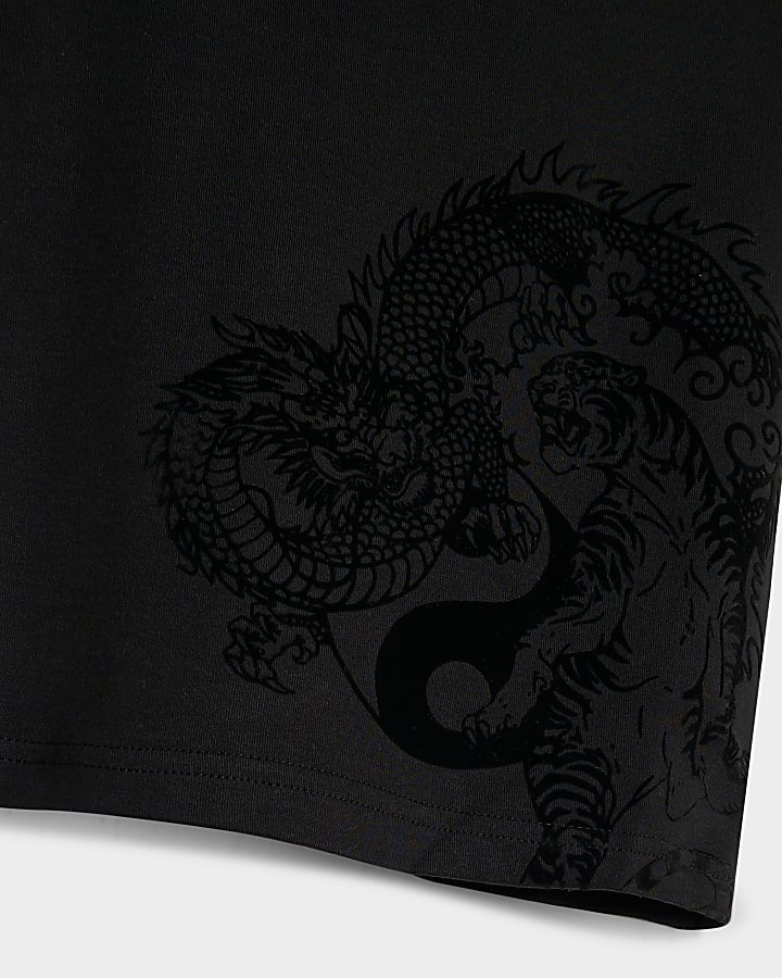 Boys Black Dragon And Lion Polo Shirt
