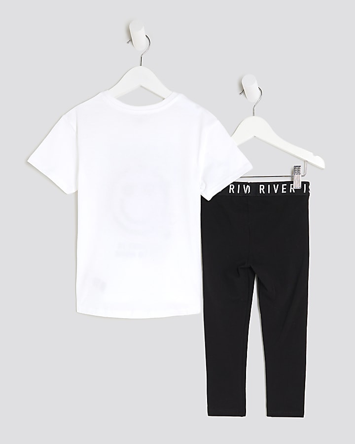 Mini Girls White Love Smiley T-Shirt Set