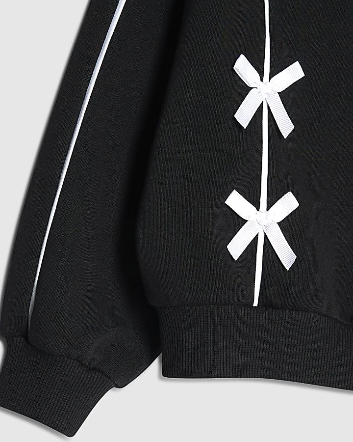 Girls Black Bow Sweatshirt