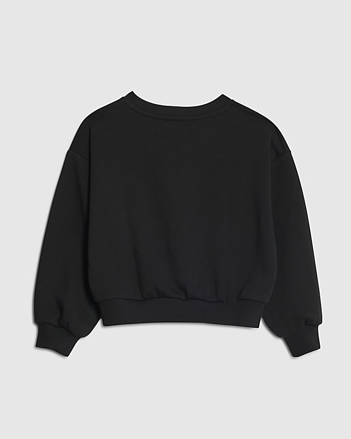 Girls Black Bow Sweatshirt