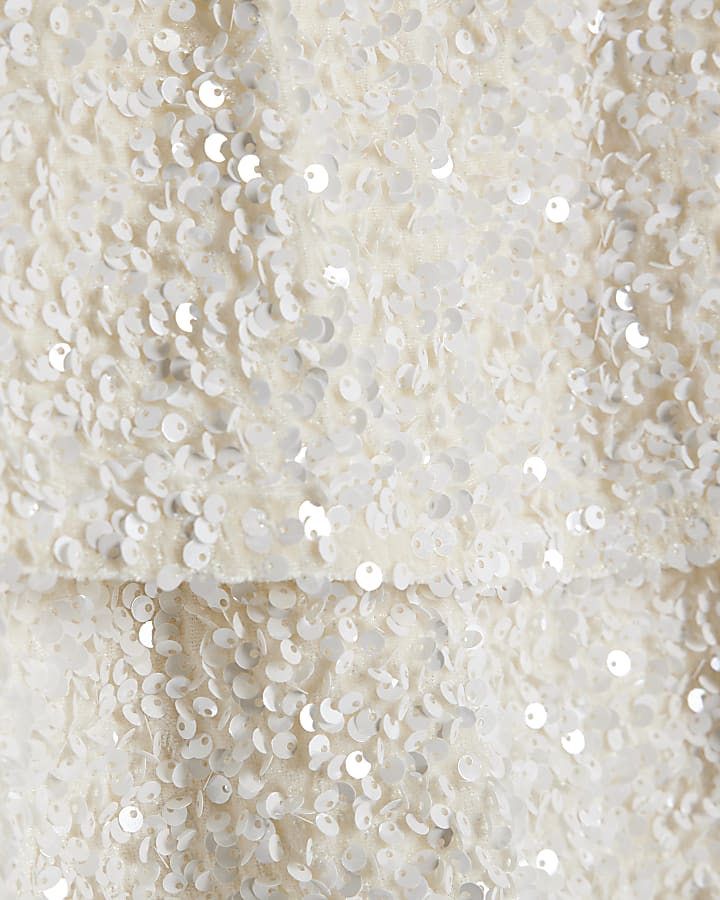 Mini Girls White Sequin Skirt