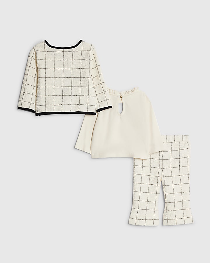 Baby Girls Cream Boucle 3 Piece Jacket Set