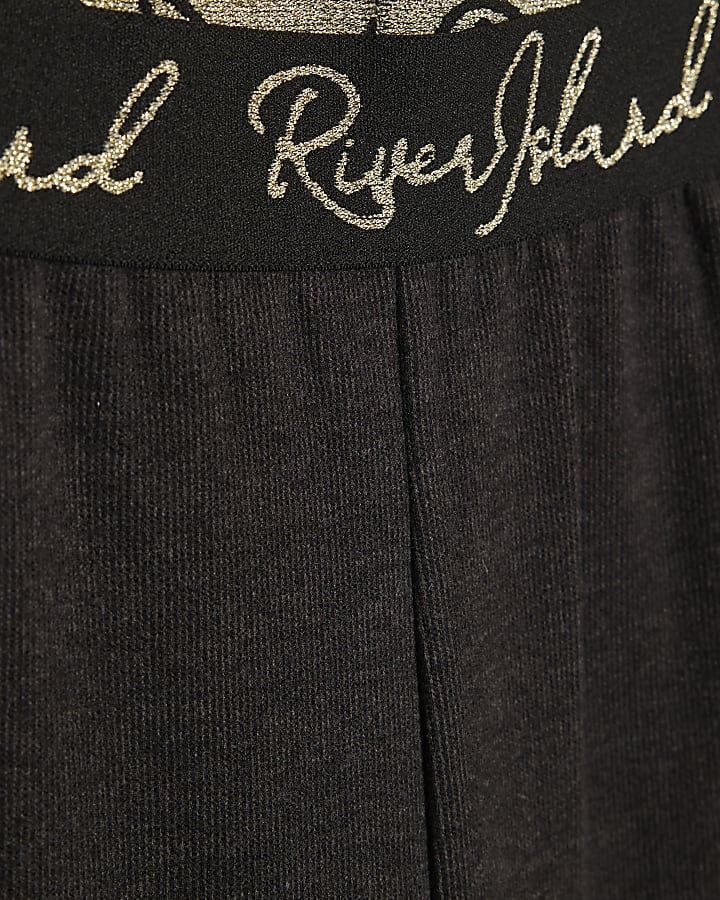 Girls Black Cosy Wide Leg Trousers Set