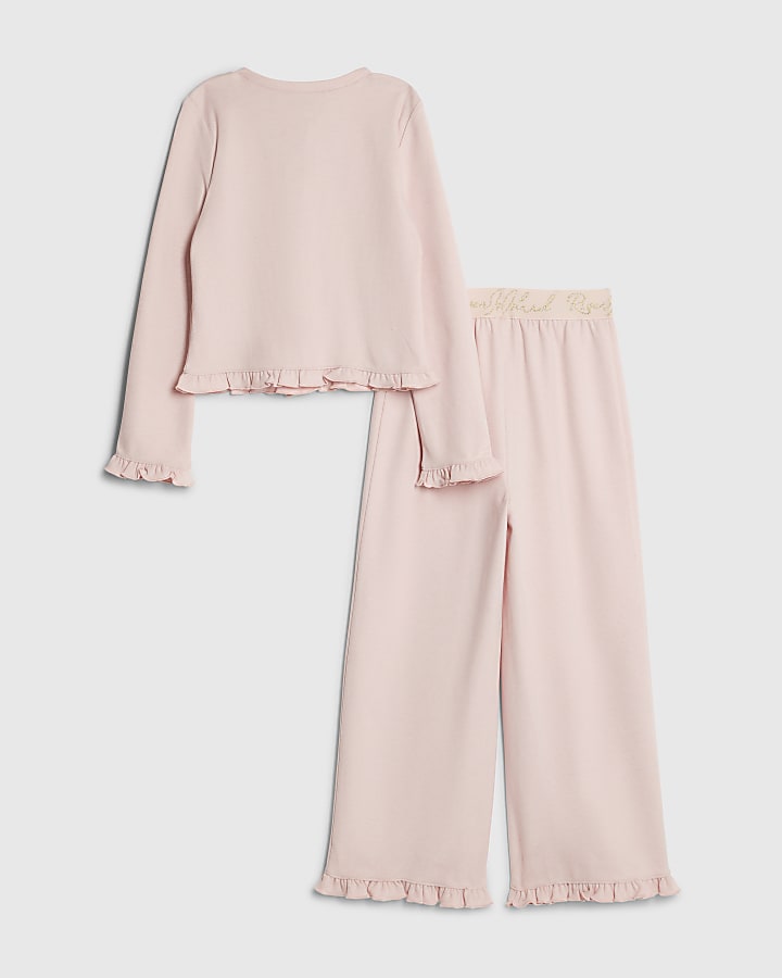 Girls Pink Cosy Wide Leg Trousers Set