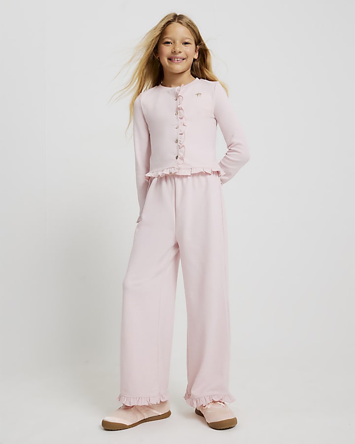 Girls Pink Cosy Wide Leg Trousers Set