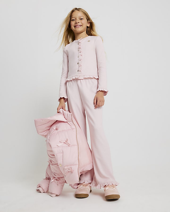 Girls Pink Cosy Wide Leg Trousers Set