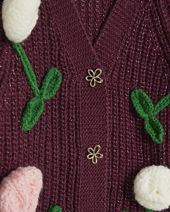 Mini Girls Red Tulip Cardigan