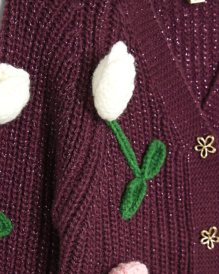 Mini Girls Red Tulip Cardigan