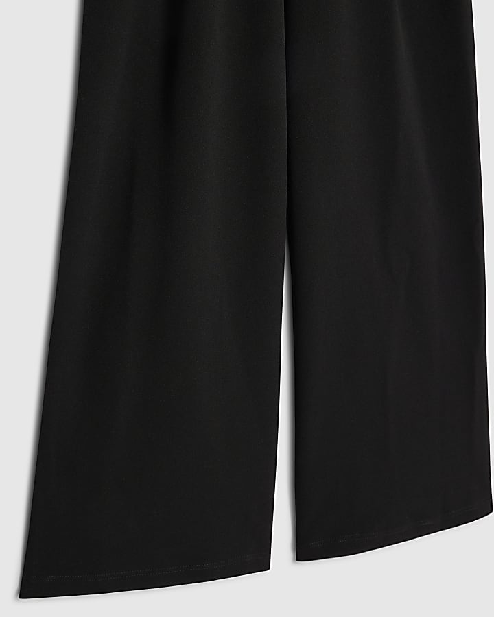 Girls Black Asymmetric Frill Jumpsuit