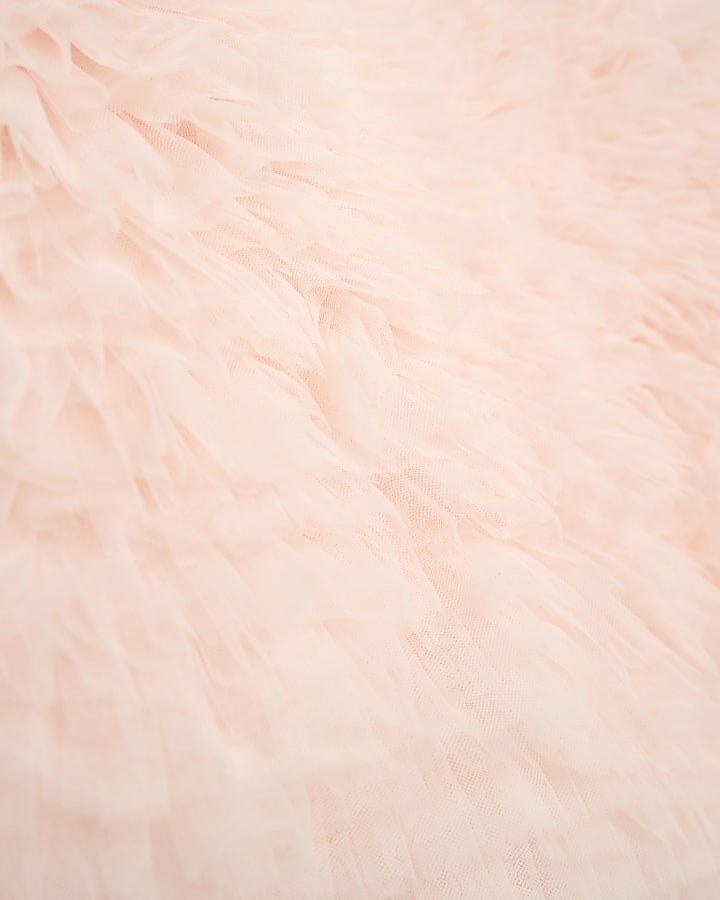 Girls Pink 3D Organza Hem Dress