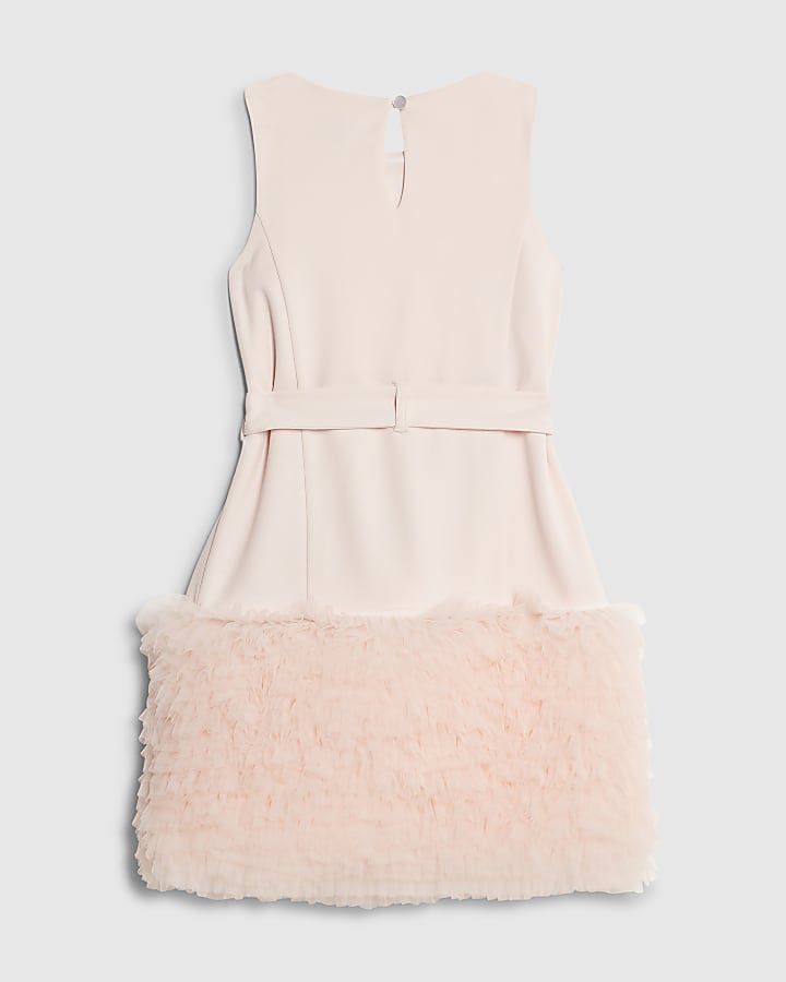 Girls Pink 3D Organza Hem Dress